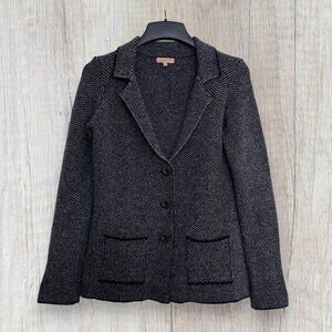 Cocojo Made in Italy Wool Blend Herringbone Blazer Jacket Gray Black Women’s S